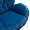 Swivel Accent Chair with Ottoman, Velvet Accent Chair with Footrest, Mid - Century Modern Lounge Chair and Ottoman Set, Reading Chair for Living Room, Bedroom, Reading Room, Home Office, Blue