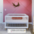 Delta Children Austin Acrylic 4 - in - 1 Convertible Baby Crib - Greenguard Gold Certified. Bianca White/Natural