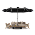 AECOJOY 15ft Patio Double-Sided Umbrella, 156 PCS Solar LED Light Outdoor Large Umbrella, Black