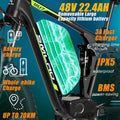 5000w Peak Dual Motor Electric Bike, 26" Fat Tire Shimano 21 Speed 45 MPH Commuter Mtb, 60V 25AH Front Suspension Ebike