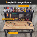 48" Heavy-Duty Workbench with AC/USB Outlets & Pegboard, 2000 LBS Max Load, Adjustable Height Rubberwood Top Tool Bench w/ Storage Shelf for Garage
