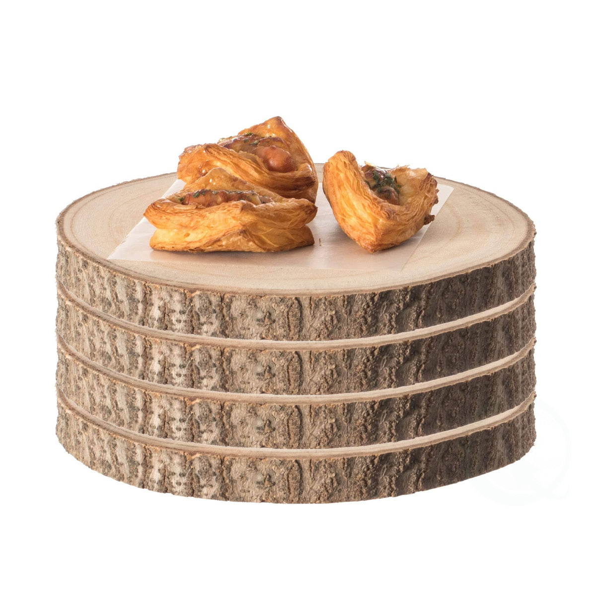 Vintiquewise Home Decor Natural Wooden Bark Slice Tray Large Rustic Table Charger Centerpiece, Set of 4
