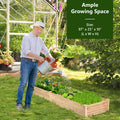 Natural Raised Garden Bed Elevated Planter Box with Open Bottom, 97”L x 25.5”W x 10”H Wooden Growing Bed for Garden Patio Yard