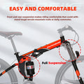 Eurobike 27.5" Full Suspension Folding Mountain Bike Foldable Frame Bicycle Disc Brakes Men or Women Bikes for Afults Green