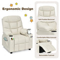 Kids Recliner Chair PU Leather Adjustable Lounge Sofa with Cup Holder, 3 Pockets & Retractable Footrest, Ergonomic Toddler Furniture Sofa